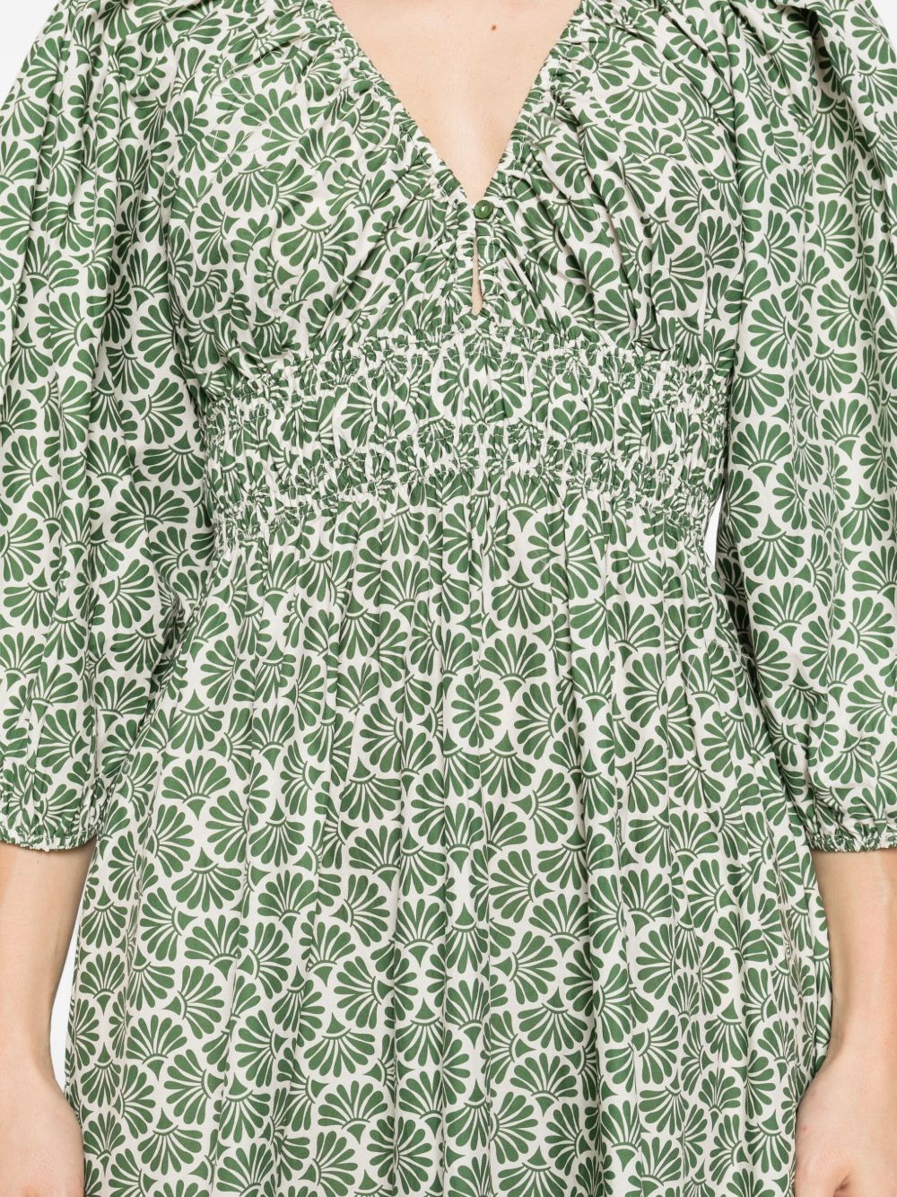 smocked floral-print dress - 5