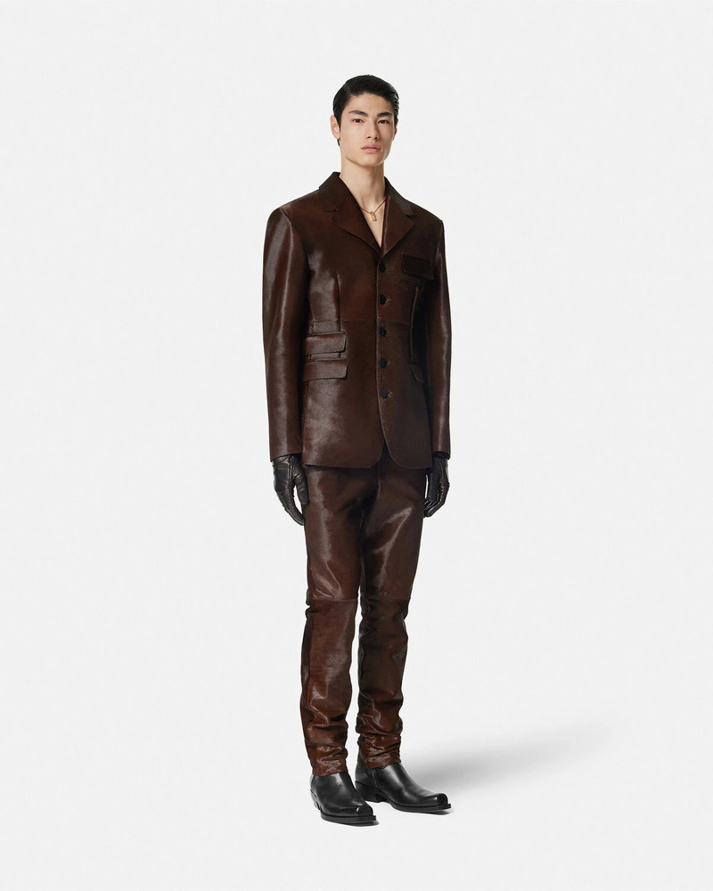 VERSACE Pony-Effect Leather Pants outlook