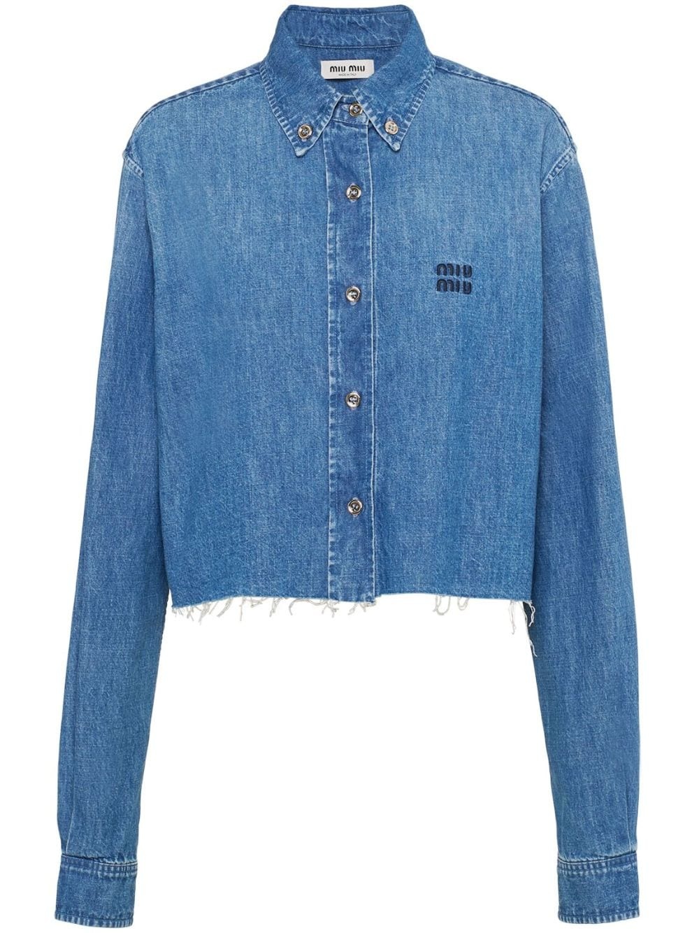 embroidered-logo denim shirt - 1