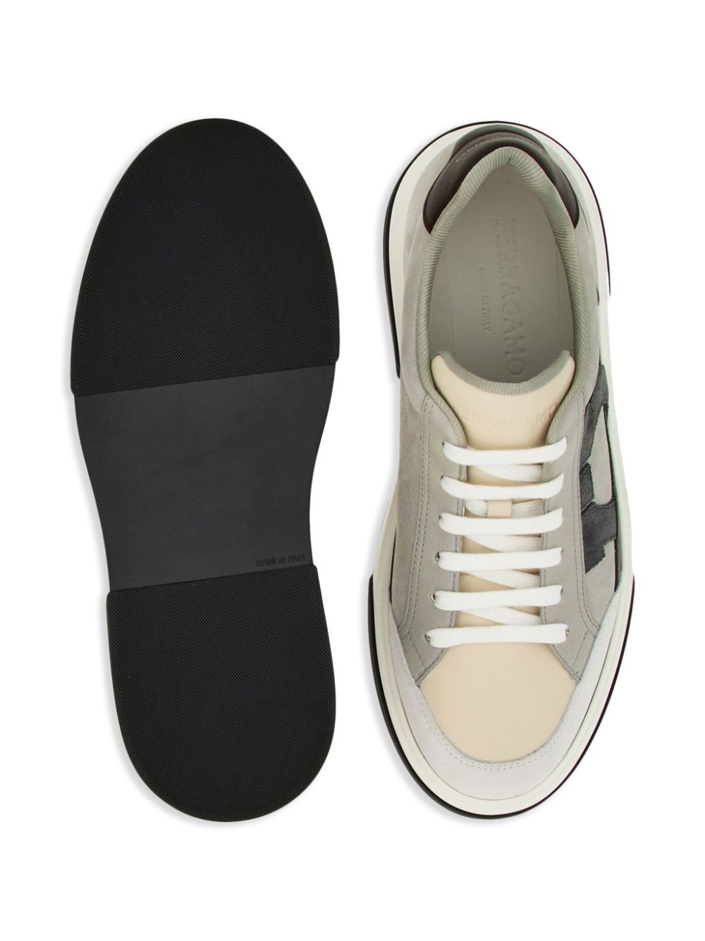 Gancini-embroidered leather sneakers - 5