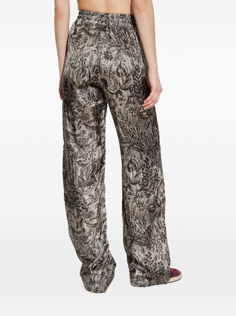 floral-print elastic-waist straight trousers - 4
