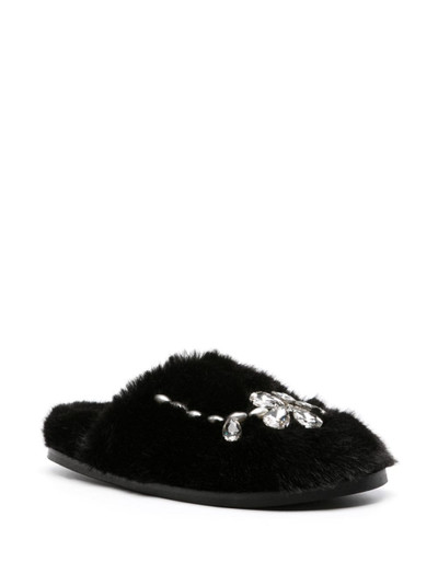Simone Rocha embellished faux-fur slippers outlook