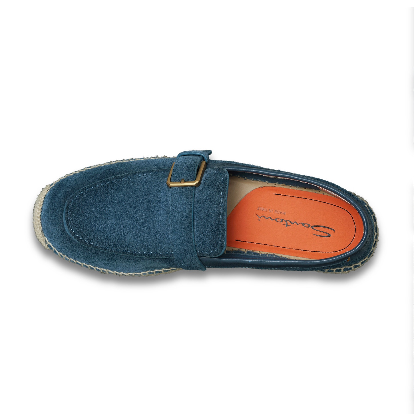Men's blue suede single-buckle espadrillas - 5