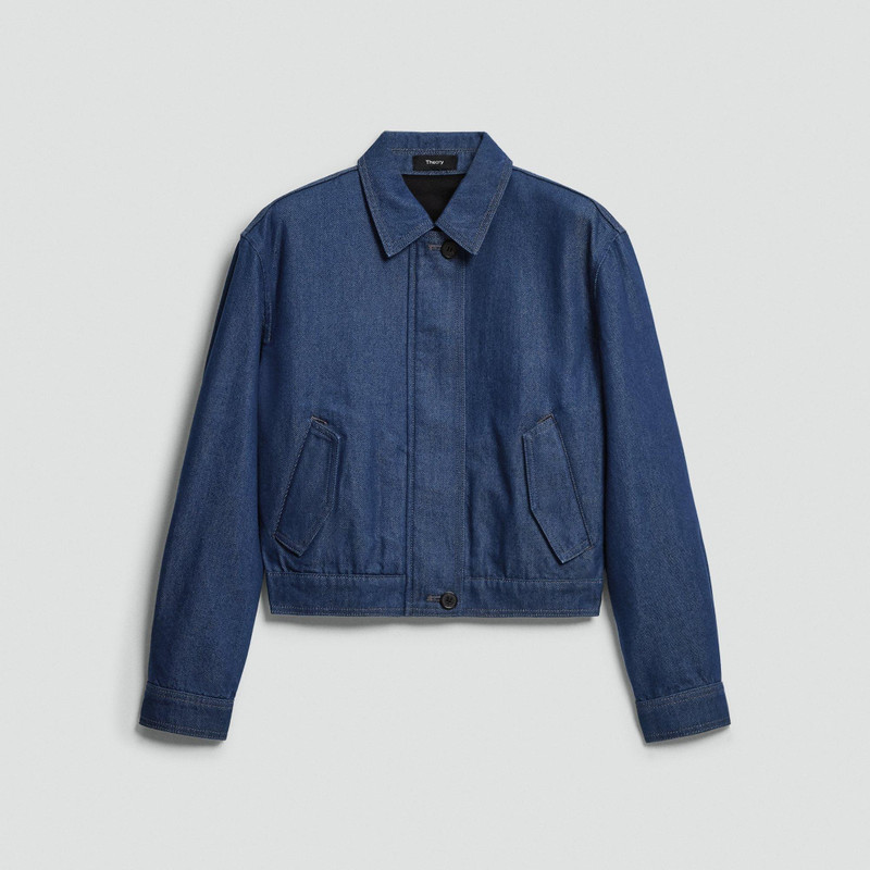 Cropped Track Jacket in Relaxed Denim 1