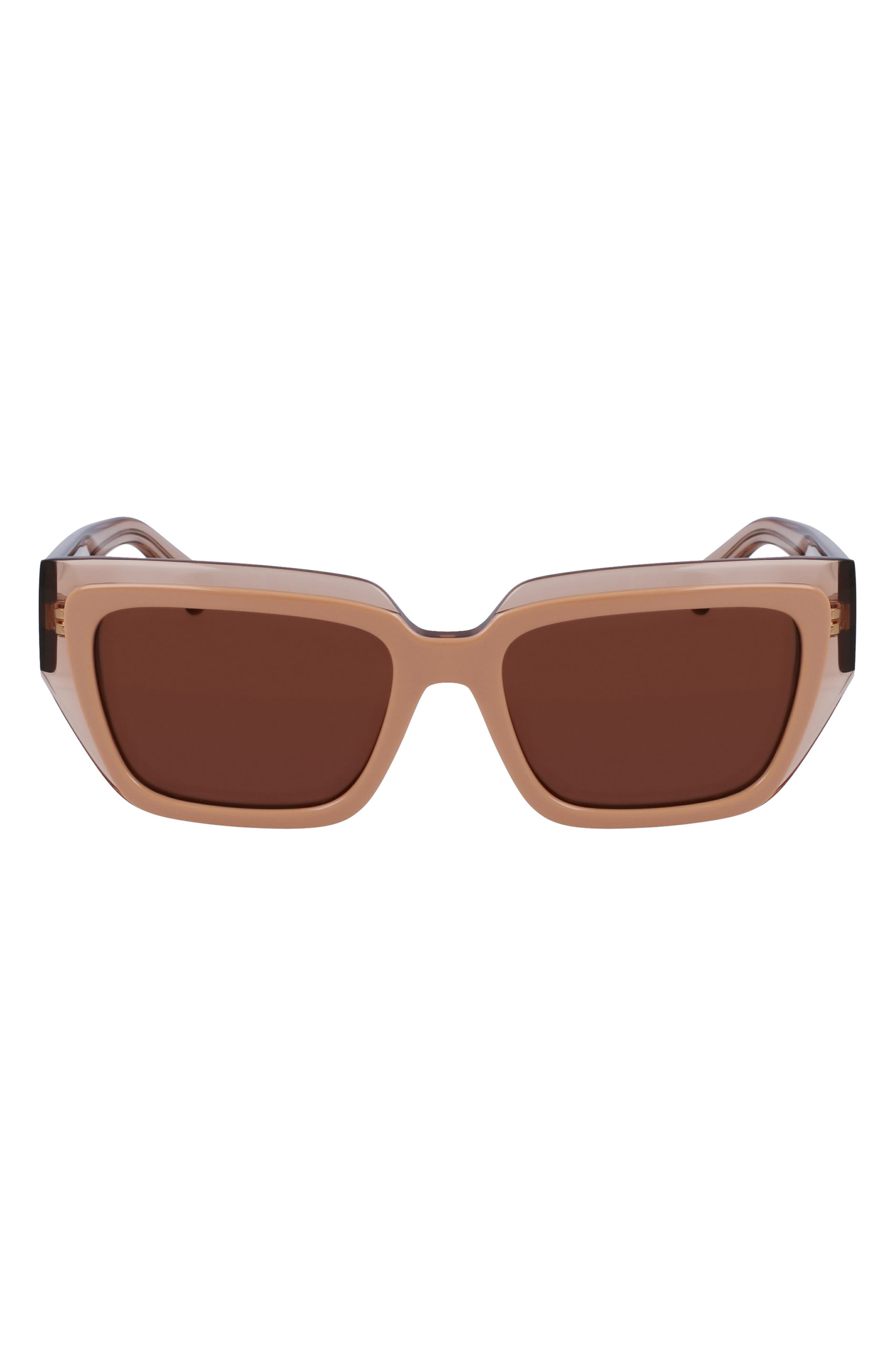 FERRAGAMO Classic Logo 55mm Square Sunglasses in Trnsprnt Nude/Rose at Nordstrom - 1
