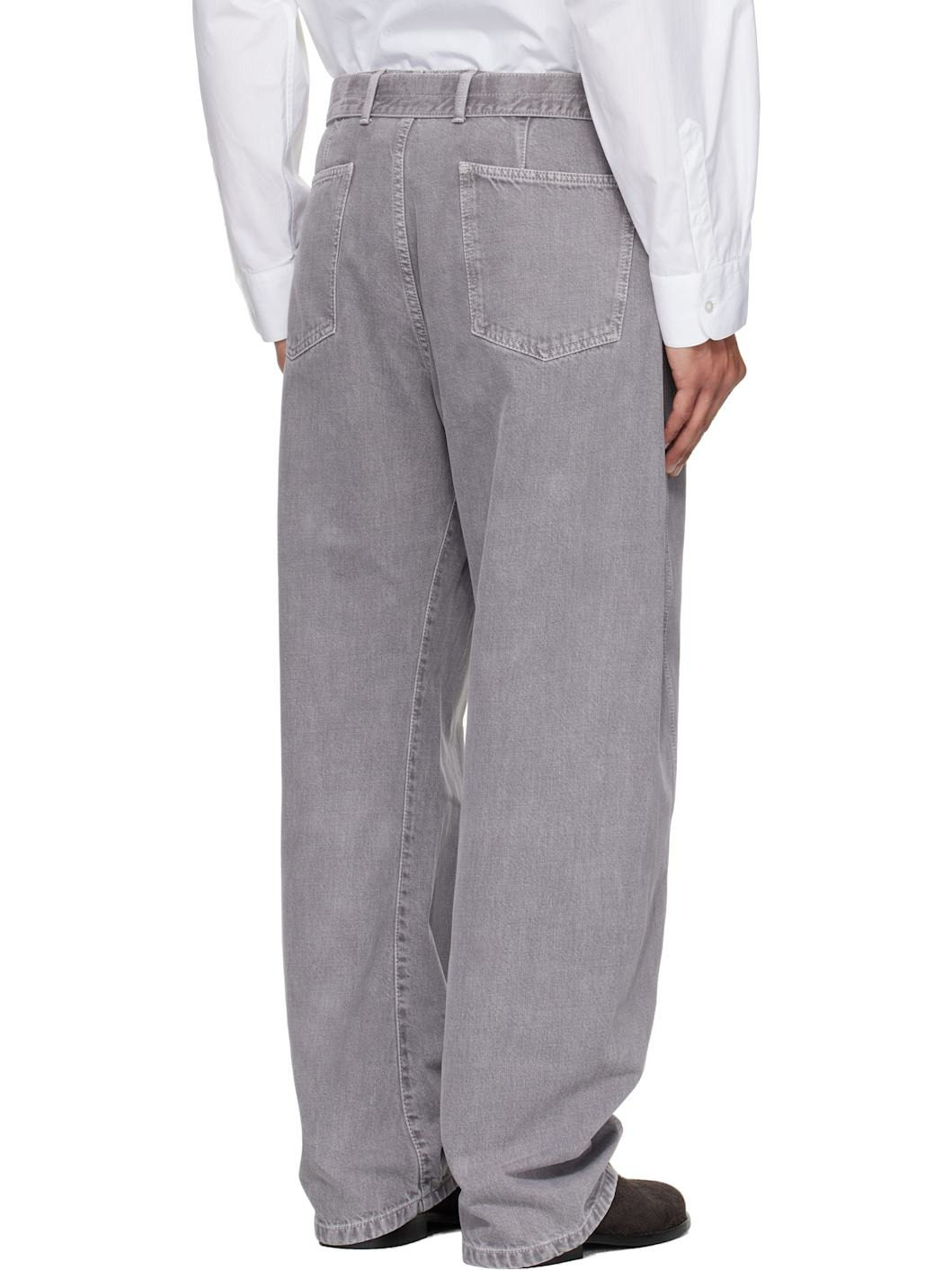 Gray Twisted Belted Jeans - 3
