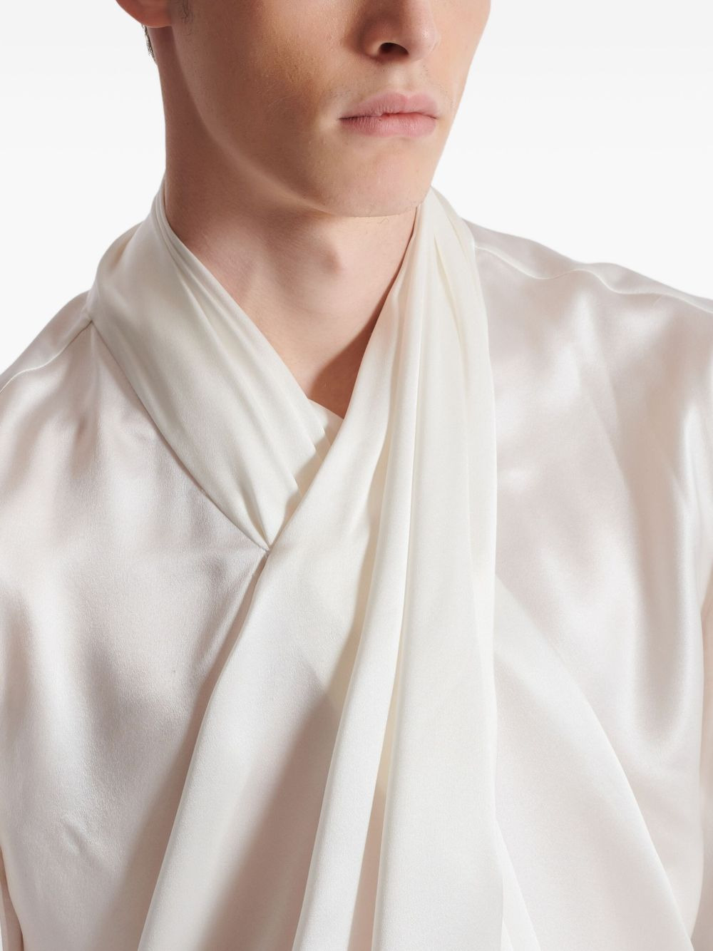 draped silk shirt - 5