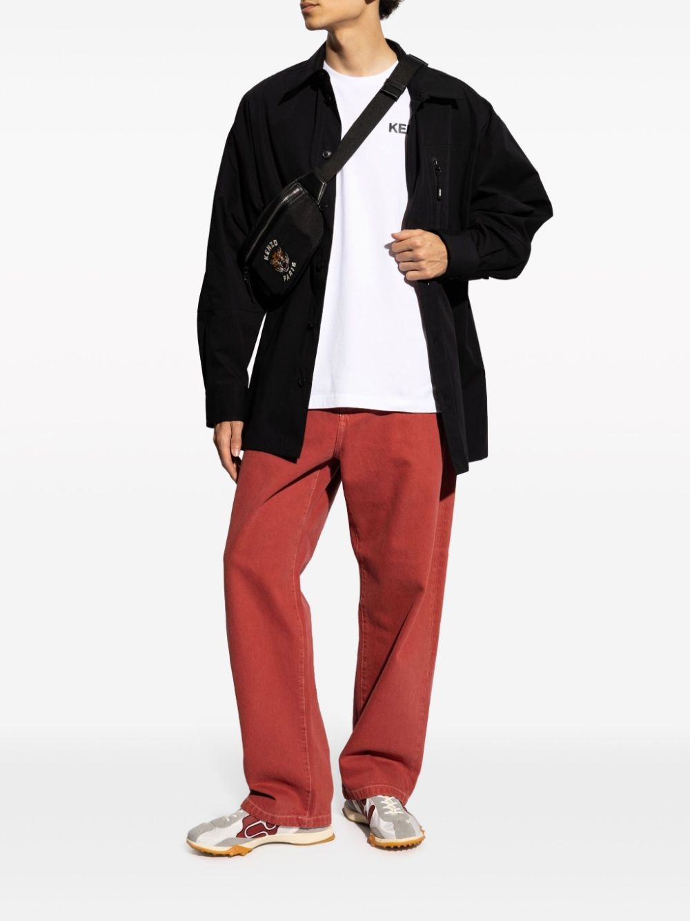 logo-print cotton shirt jacket - 2