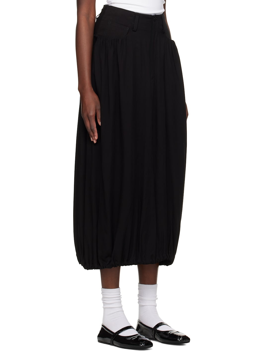 Black Combination Denim Maxi Skirt - 2