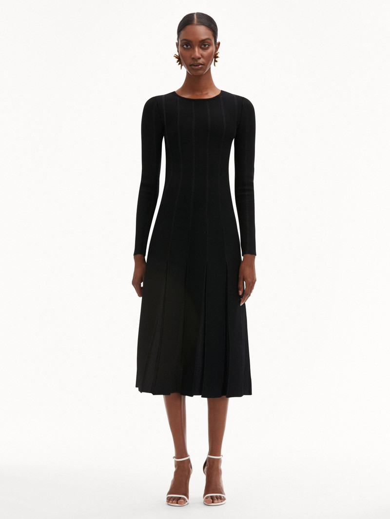 Oscar de la Renta PLEATED INSET KNIT DRESS outlook