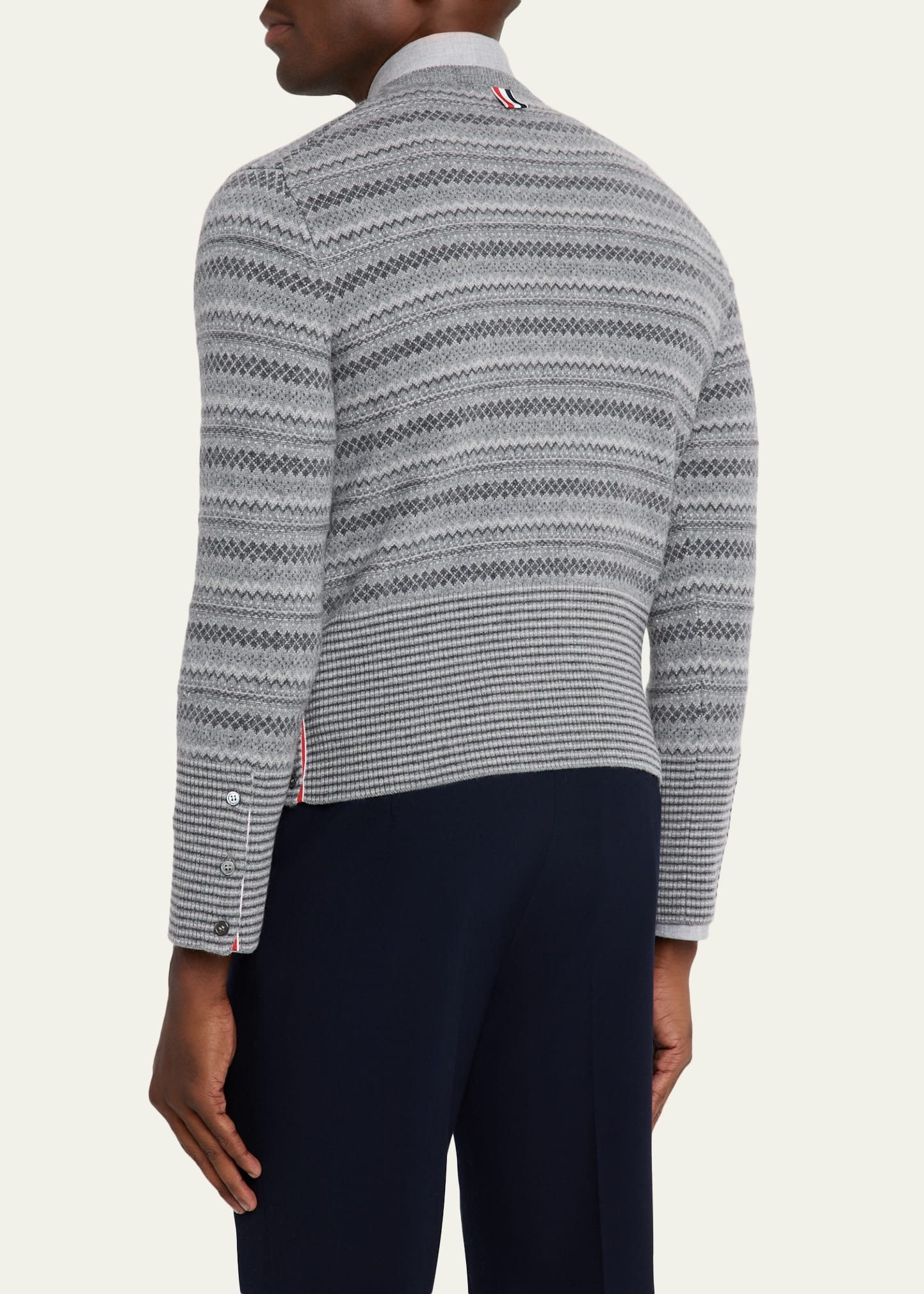 Men's Cashmere Jacquard Multi-Stripe Crewneck Sweater - 3