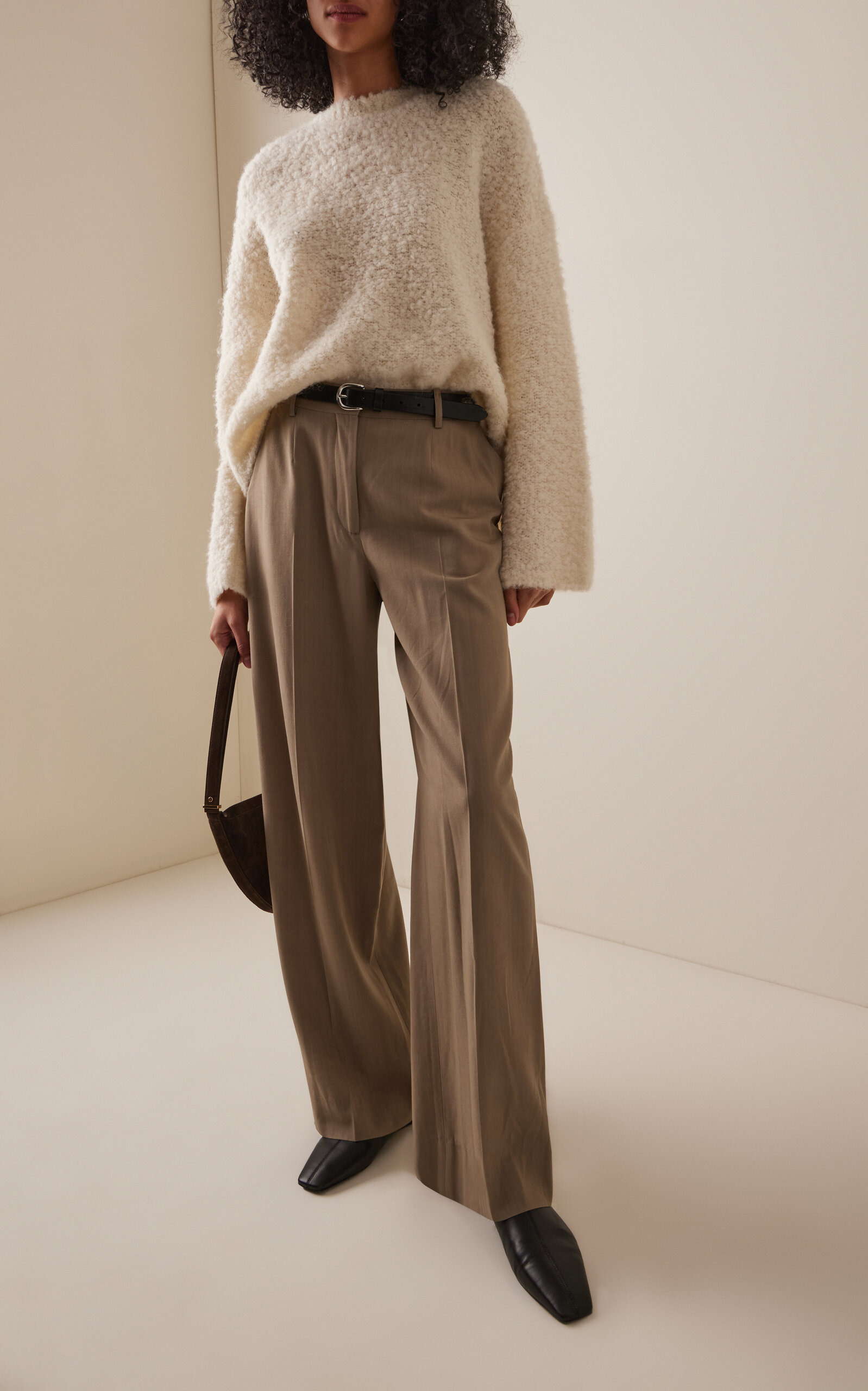 Pleated Wide-Leg Trousers taupe - 2