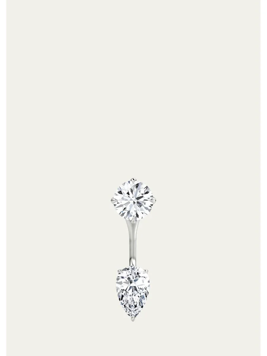 14K White Gold Lab-Grown Diamond Solitaire Studs with Earring Jackets - 1