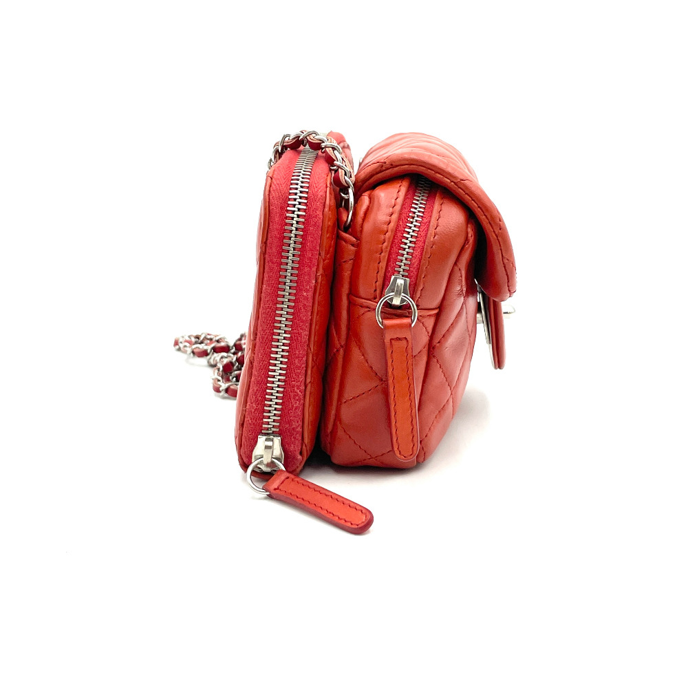 Chanel No. 15 Red Orange Leather Mini Flap Crossbody Bag - 2