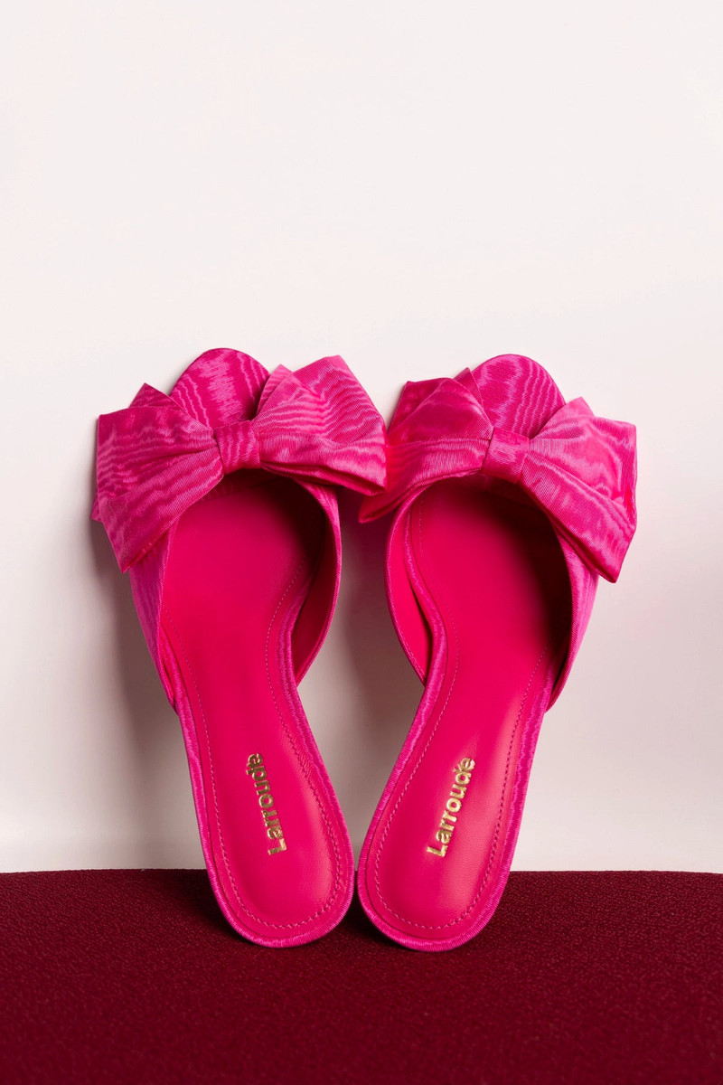 Elle Peep Toe Mule Magenta Silk 5