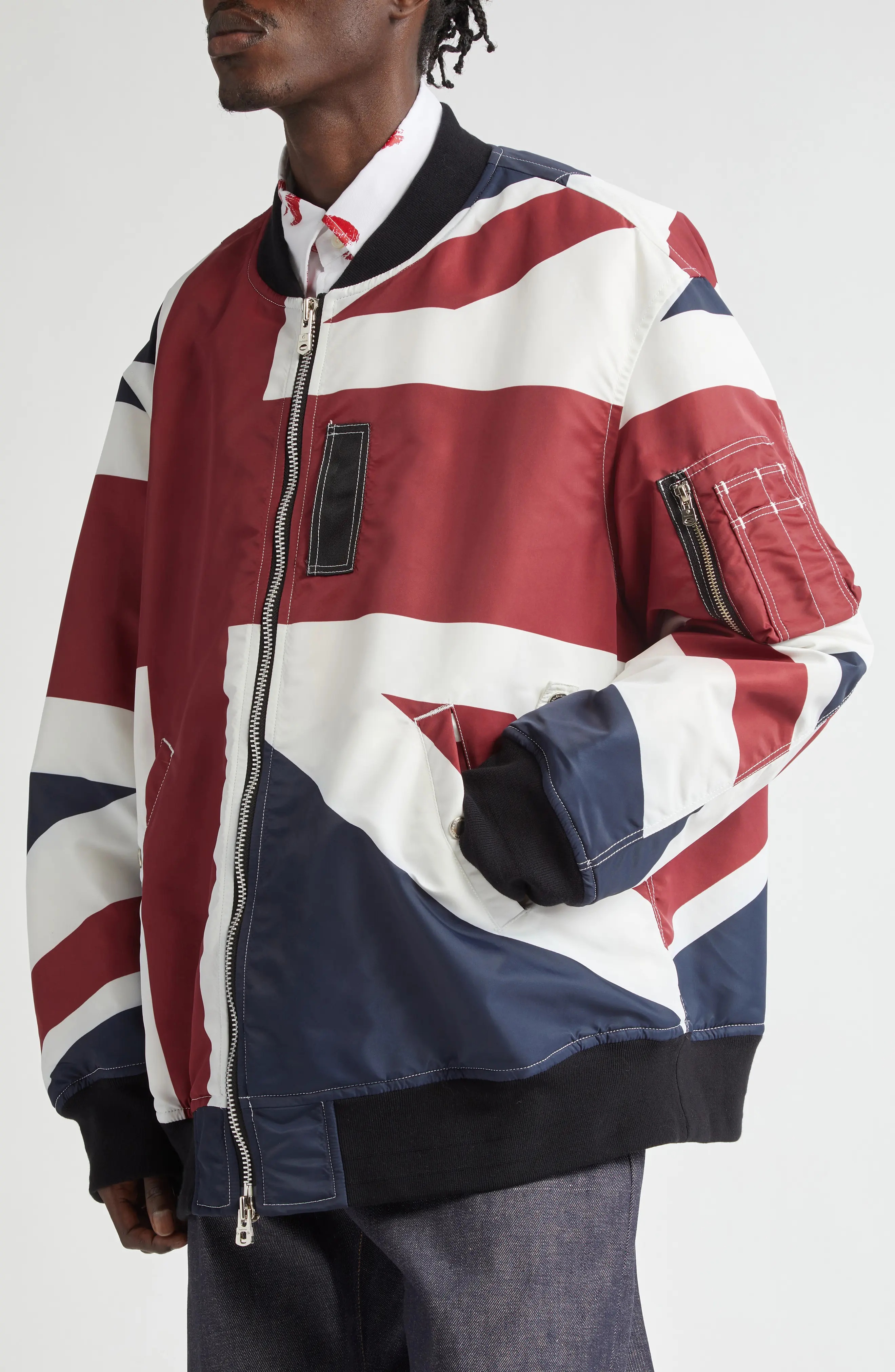 Union Jack Gusset Sleeve Nylon Flight Jacket - 5