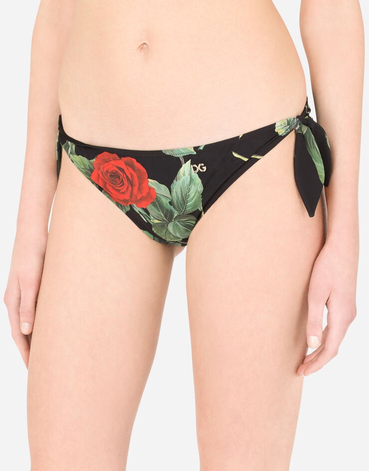 Tie bikini bottoms with rose print - 4