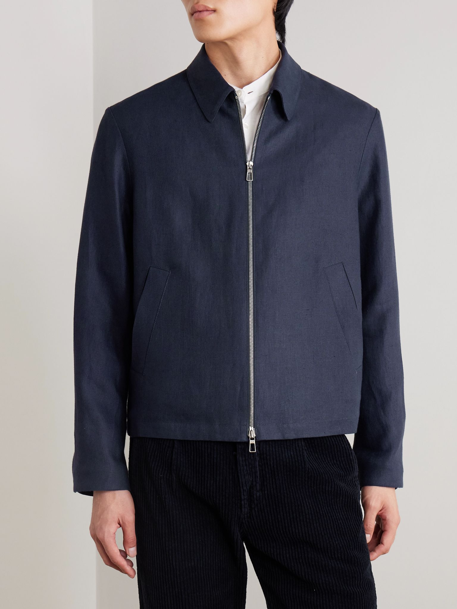 Maurin Linen-Twill Blouson Jacket Navy - 3
