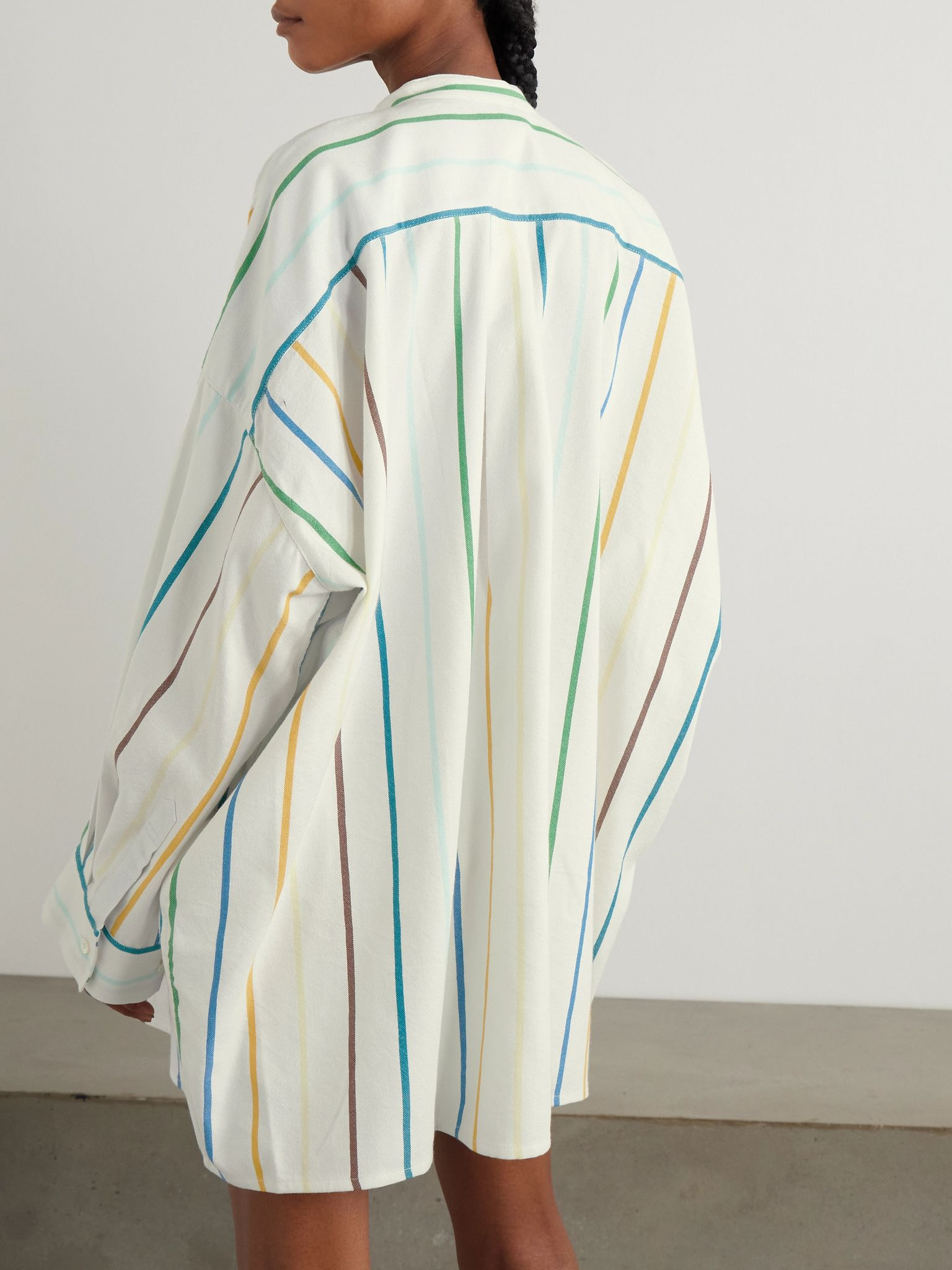 Oversized striped cotton-blend shirt Off-white - 3