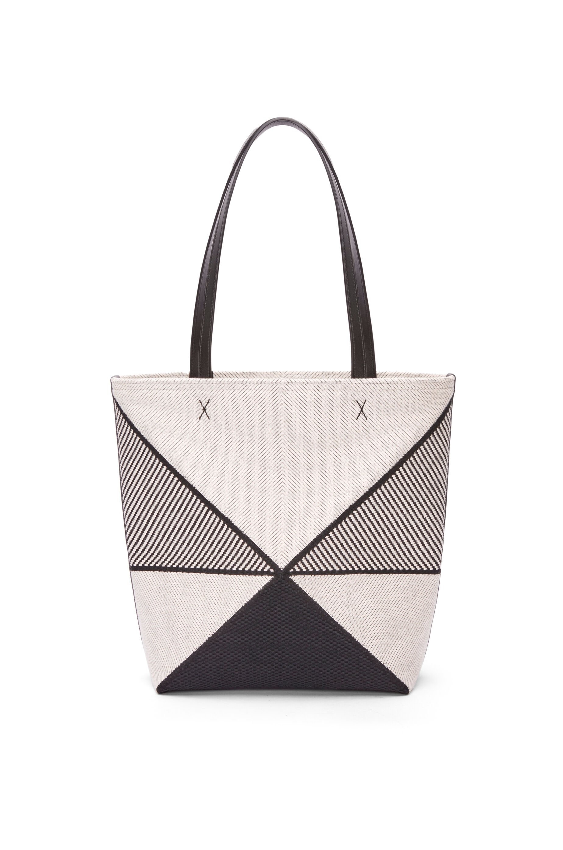 Medium Puzzle Fold tote in canvas jacquard and calfskin - 5
