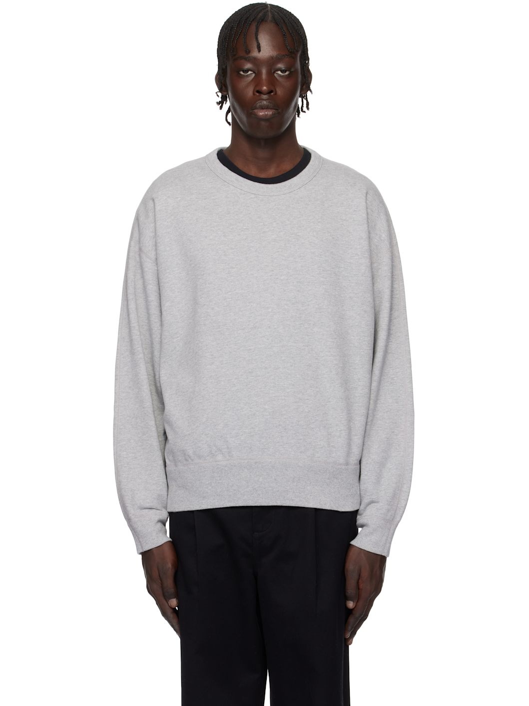 Gray Midweight Terry Standard Crewneck Sweatshirt - 1
