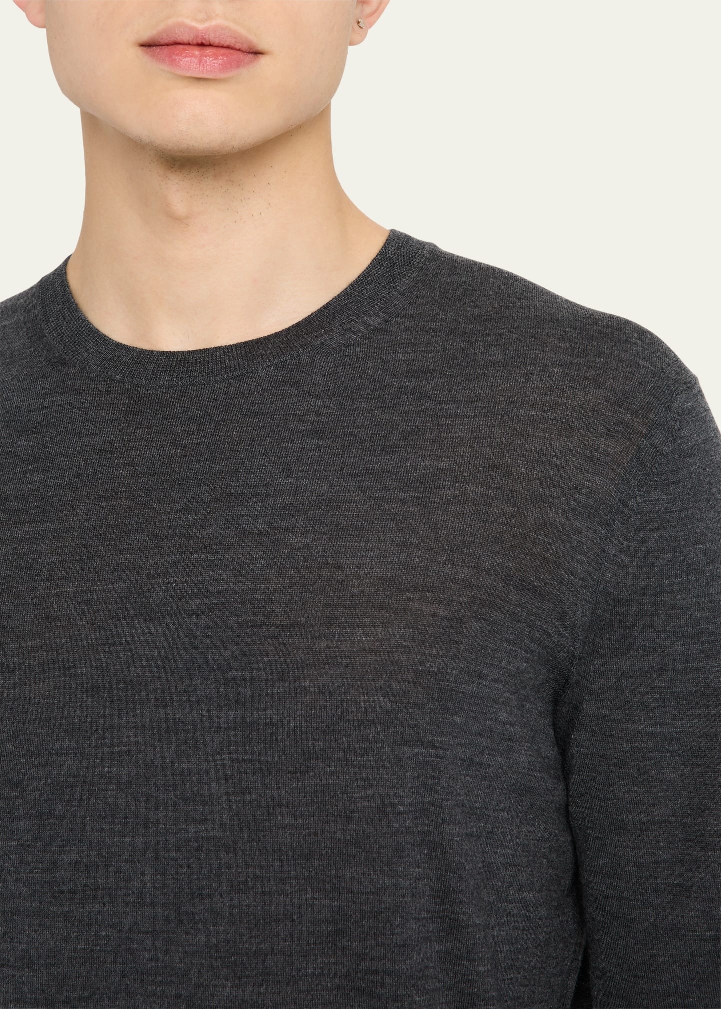 Men's Fine Gauge Wool Crewneck Sweater - 5