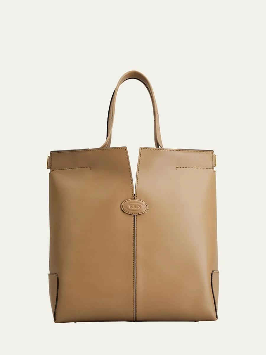 Small North-South Leather Tote Bag - 1