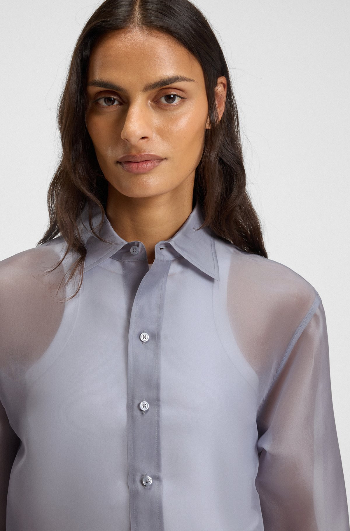 LONG-SLEEVED BLOUSE IN SILK ORGANZA - 4