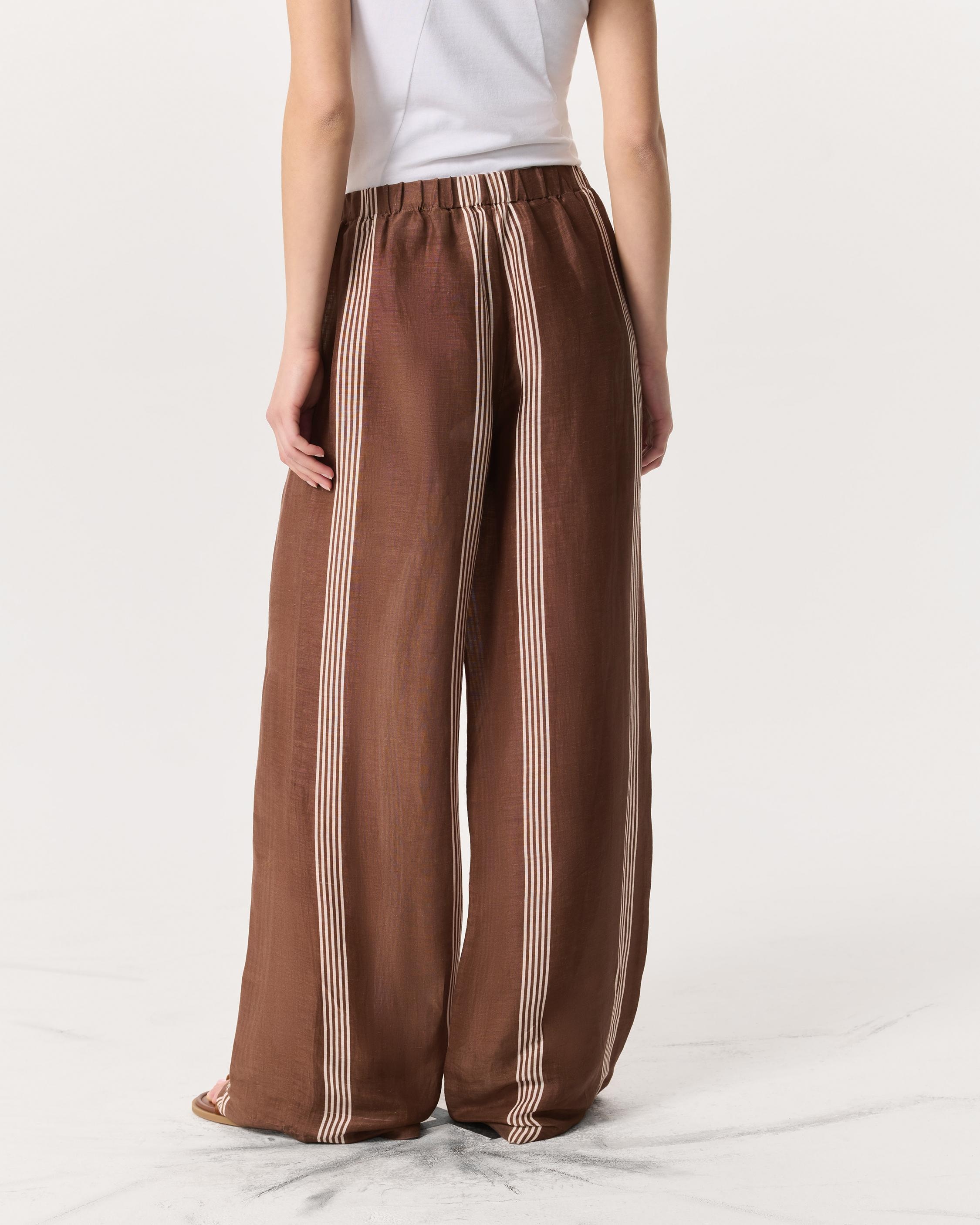 Olivia Striped Linen-Silk Pants - 5