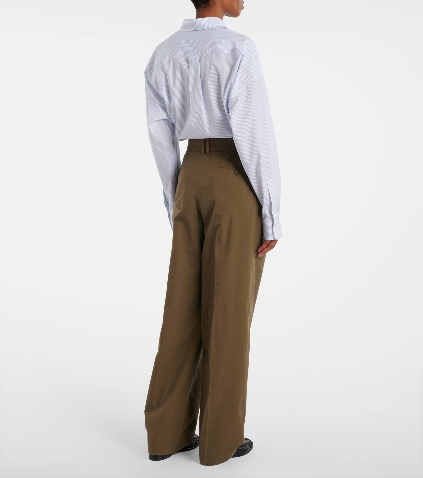 Lilas high-rise cotton poplin wide-leg pants - 3