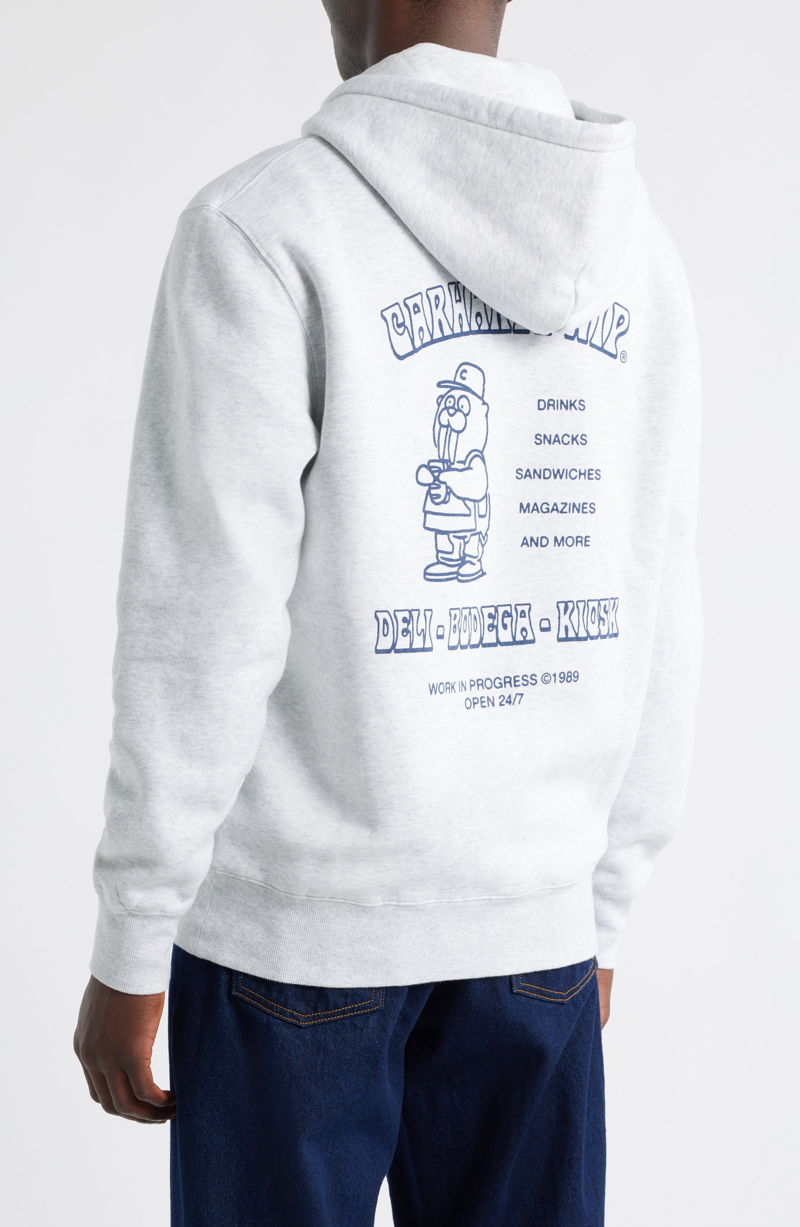 Carhartt Work In Progress Sandwich Graphic Hoodie in Ash Heather /Blue at Nordstrom - 2