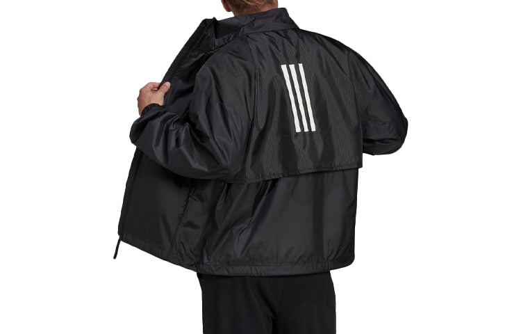 adidas Casual Sports Solid Color Zipper Jacket Black H65738 - 2