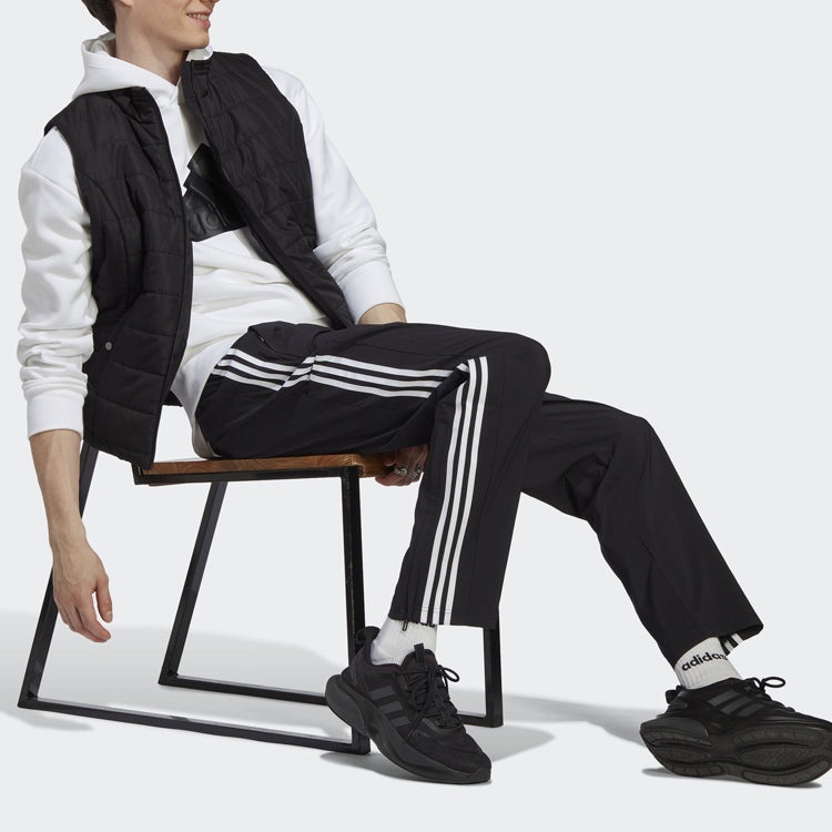 adidas AEROREADY Essentials Stanford Open Hem Embroidered Small Logo Pants 'Black' IC9415 - 4