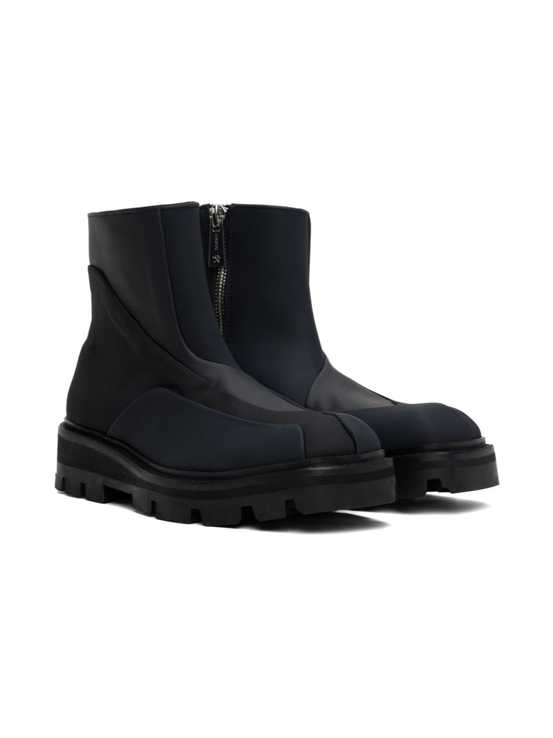 Black Aras Patchwork Boots 4