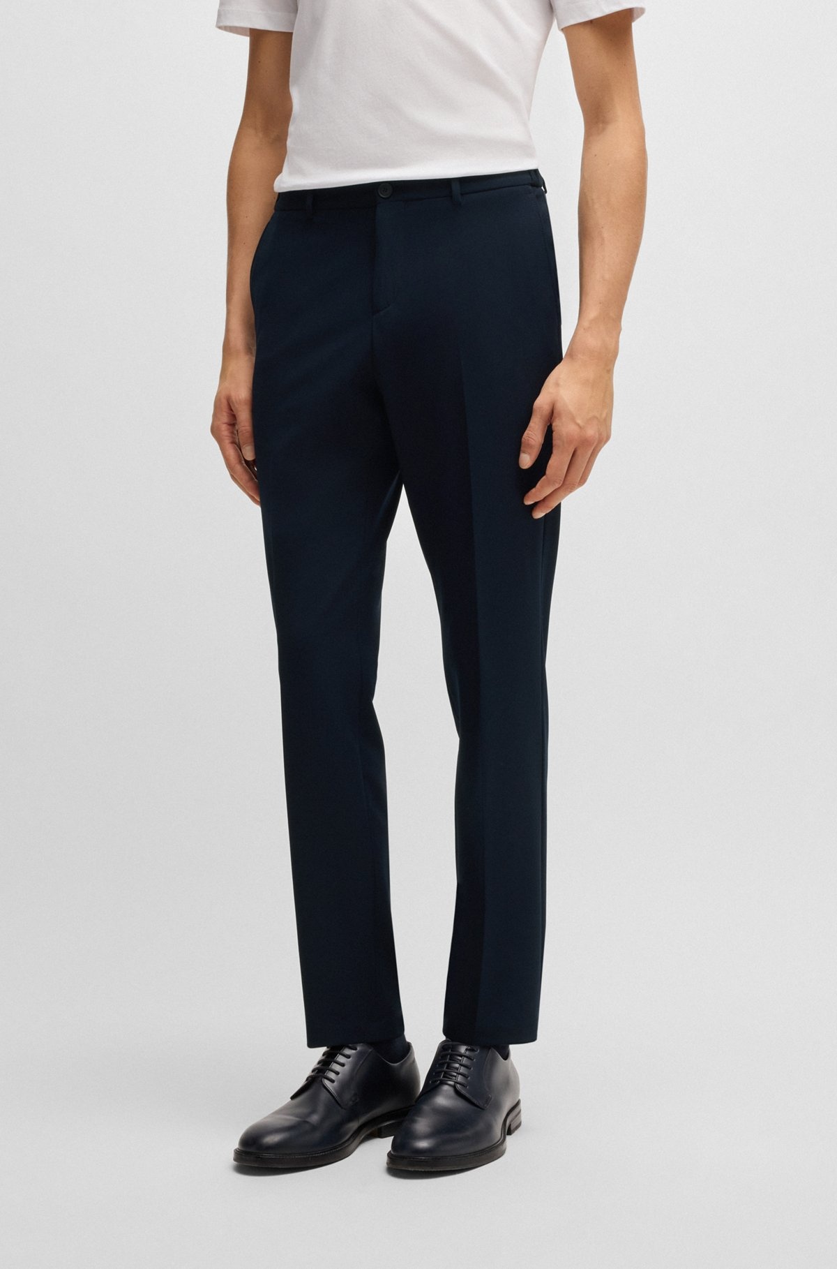 SLIM-FIT WASHABLE TROUSERS IN MICRO-PATTERNED STRETCH FABRIC - 2