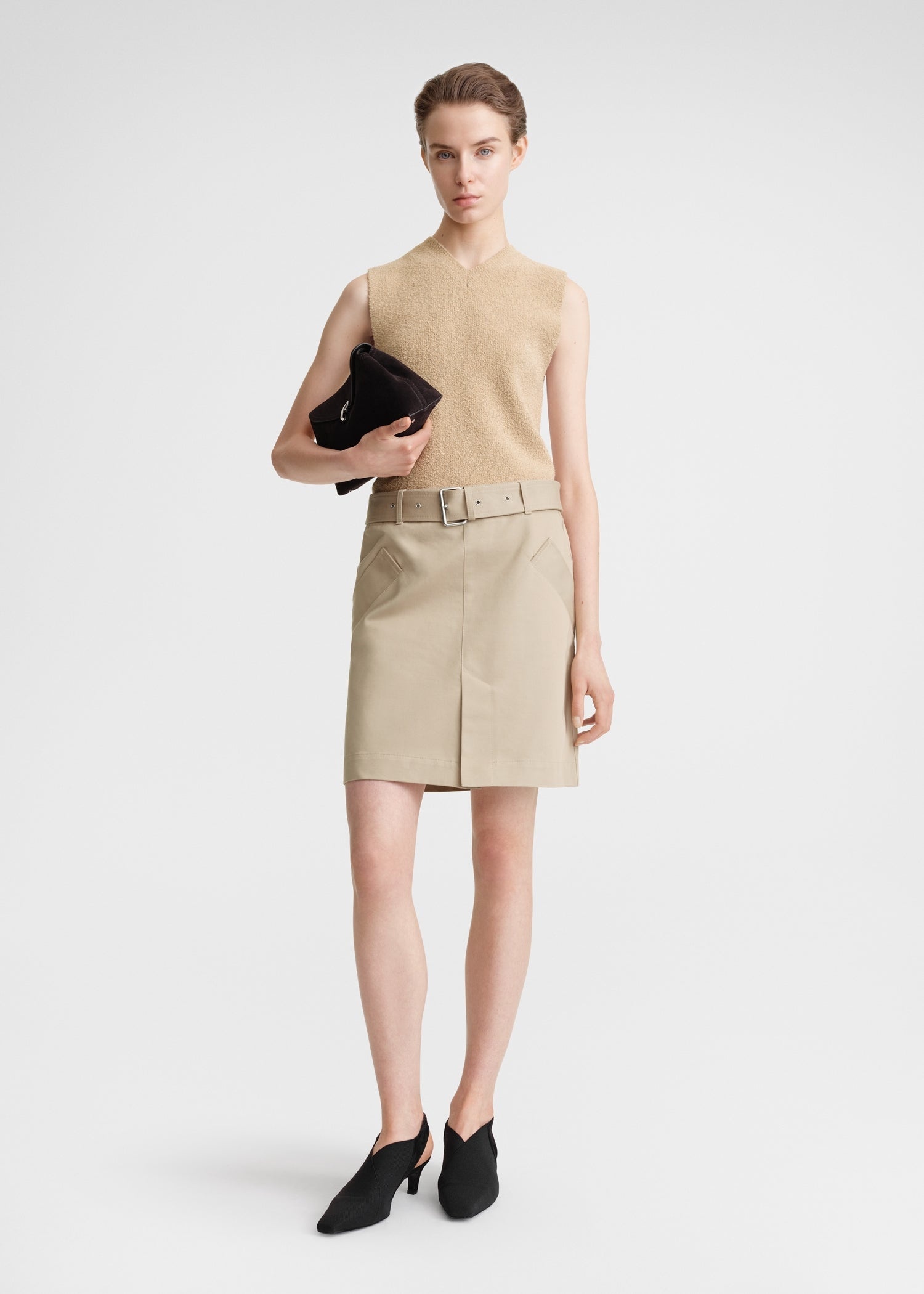 Cotton trench skirt fawn - 2