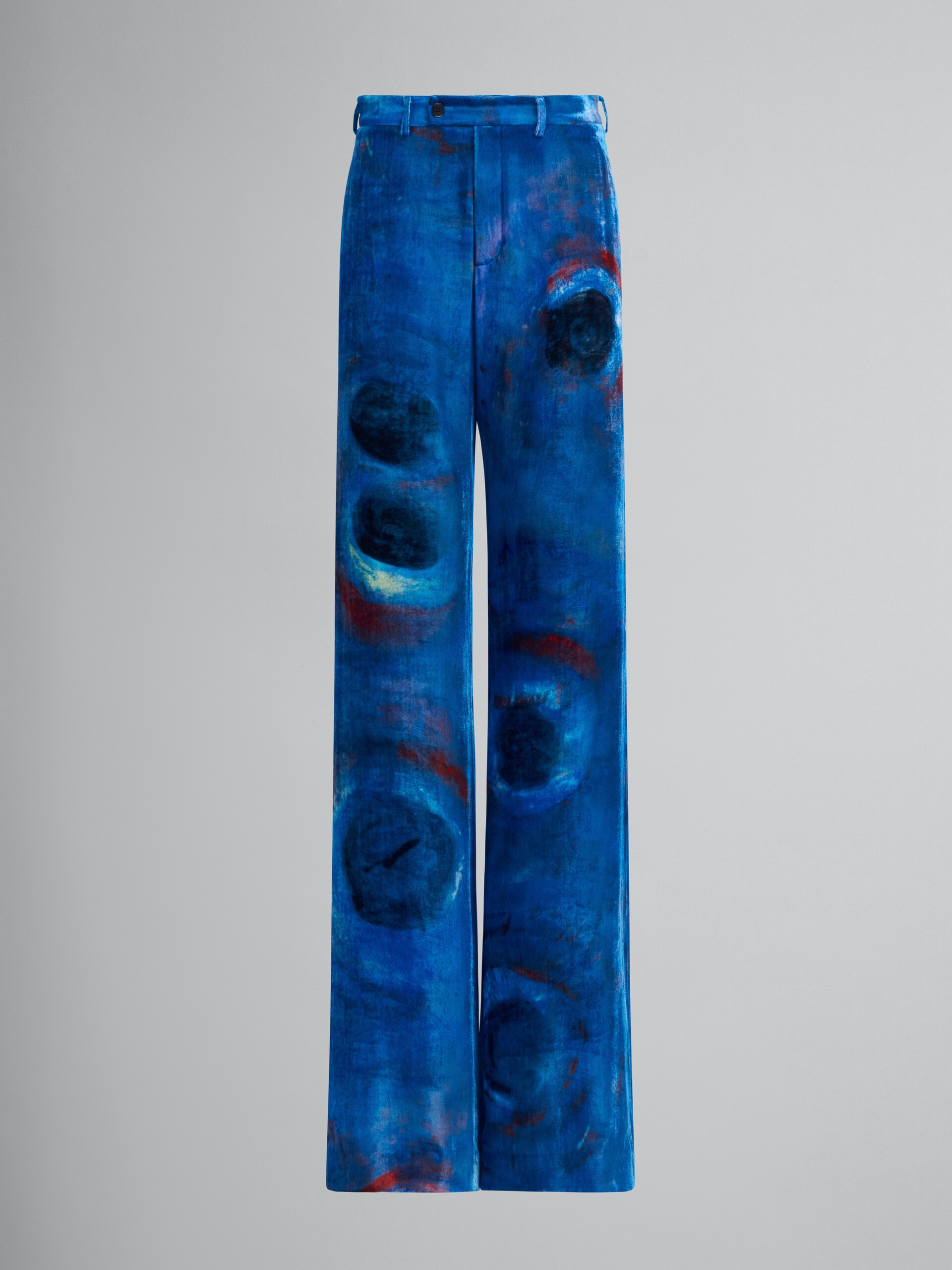 VELVET TROUSERS WITH BUCHI BLU PRINT - 1