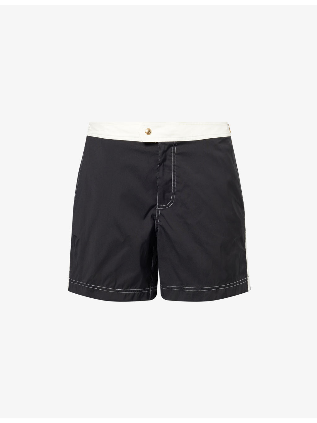 Contrast-Trim Belted Swim Shorts - 1