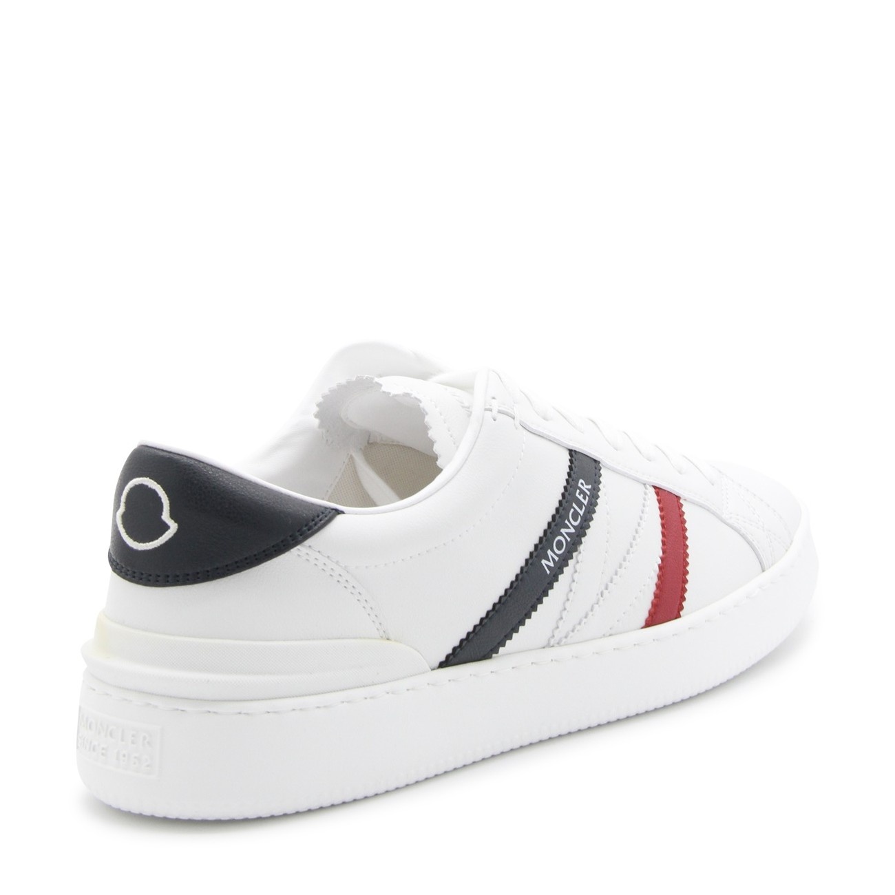 white, blue and red leather sneakers - 3