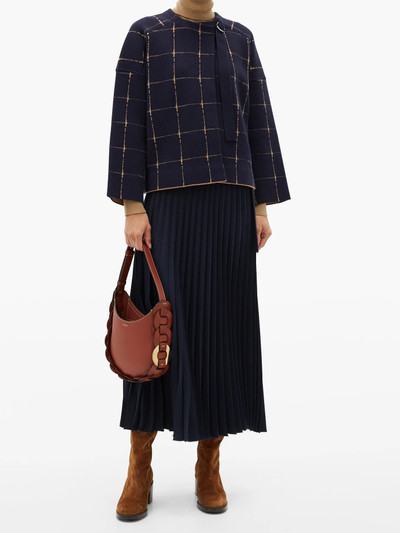 Chloé Windowpane-check wool-blend cropped jacket outlook