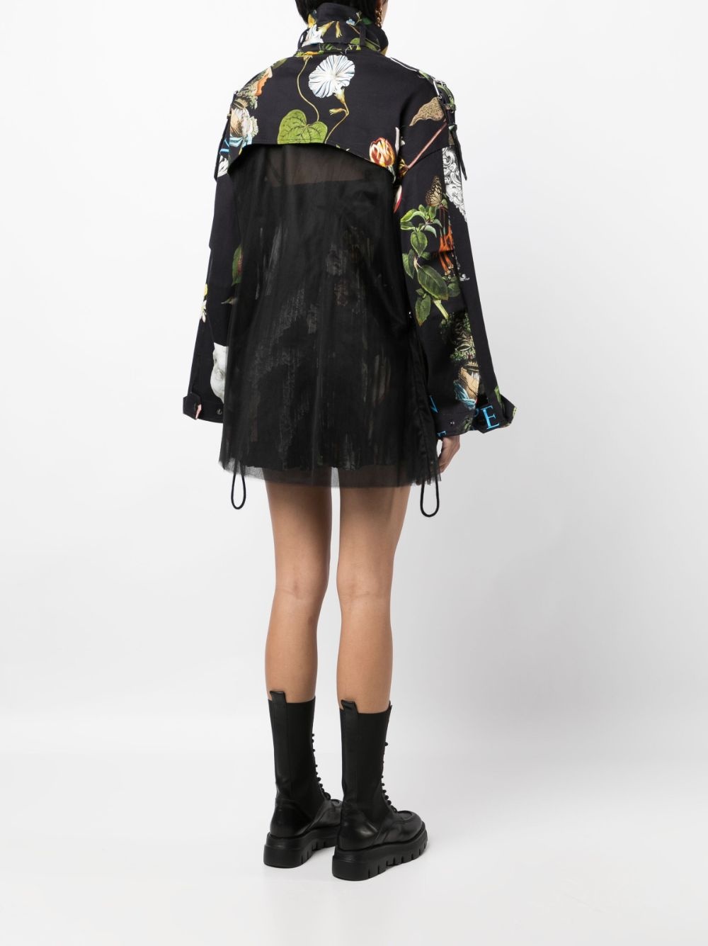 graphic-print tulle panel jacket - 4