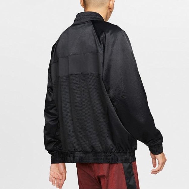Air Jordan Stand Collar Logo Casual Woven Sports Jacket Black AV1303-011 - 4