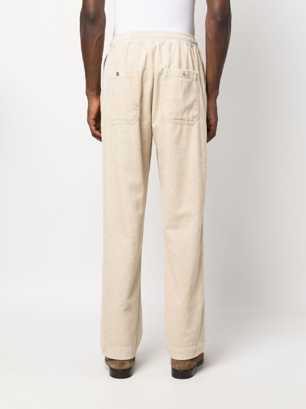 drawstring-fastening corduroy trousers - 4