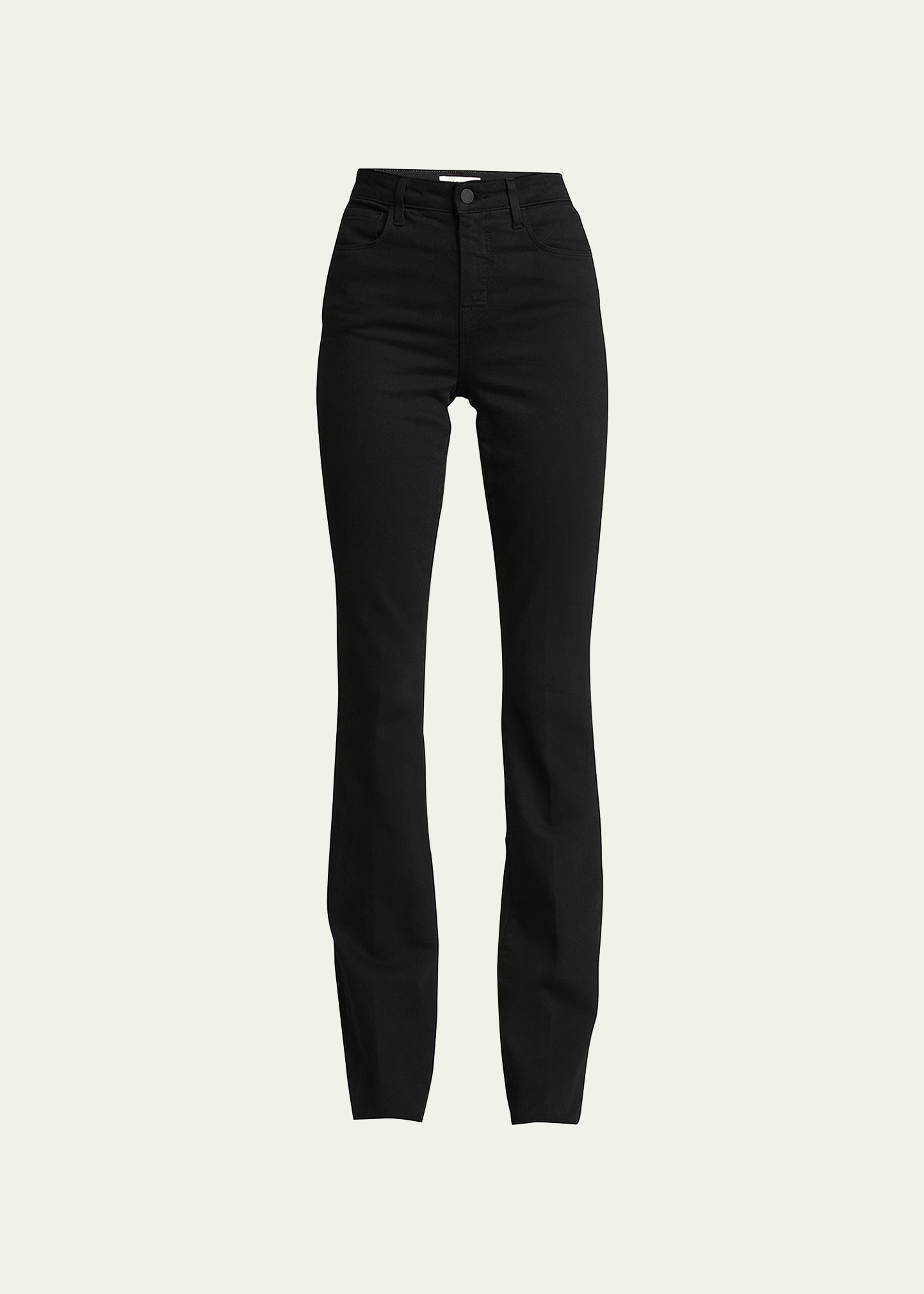 Ruth High-Rise Straight Jeans w/ Raw Hem - 1