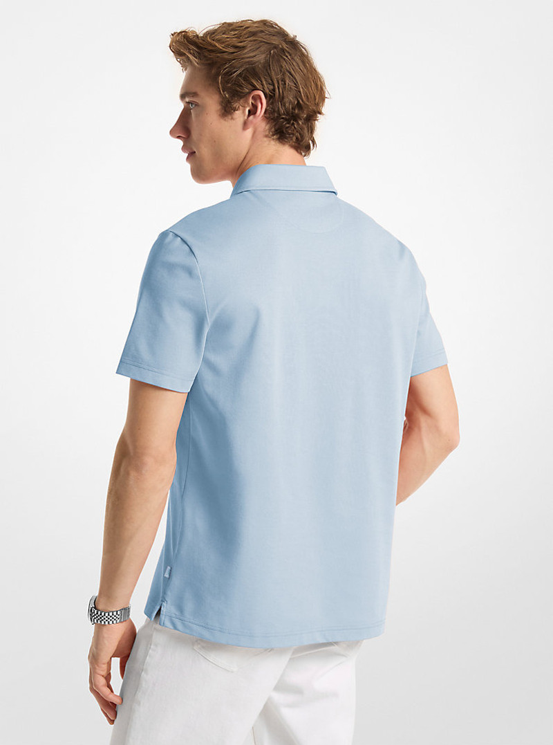 MICHAEL KORS Cotton Blend Piqué Zip-Up Polo Shirt outlook
