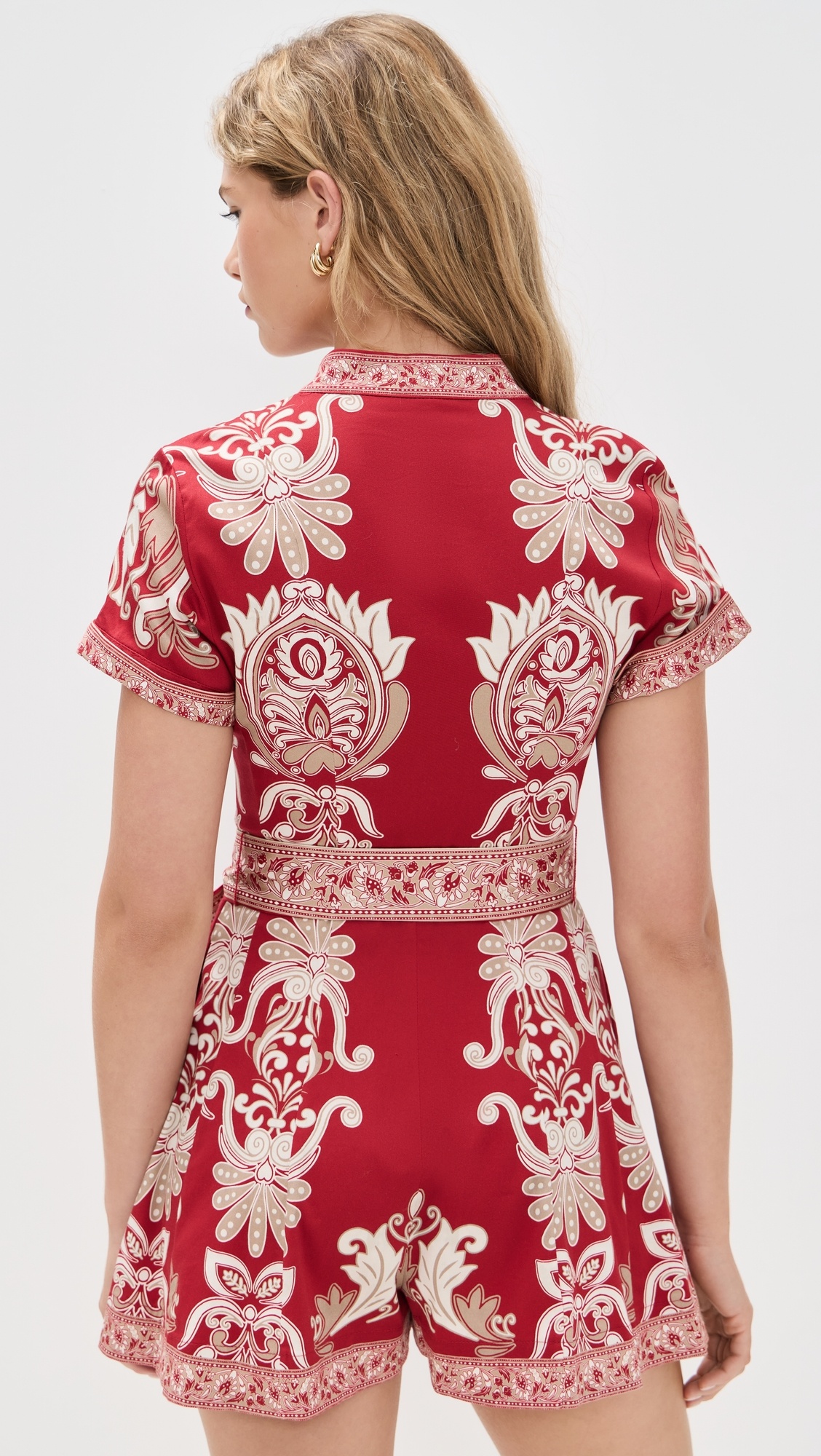 Lucy Roll Sleeve Button Down Romper - 2