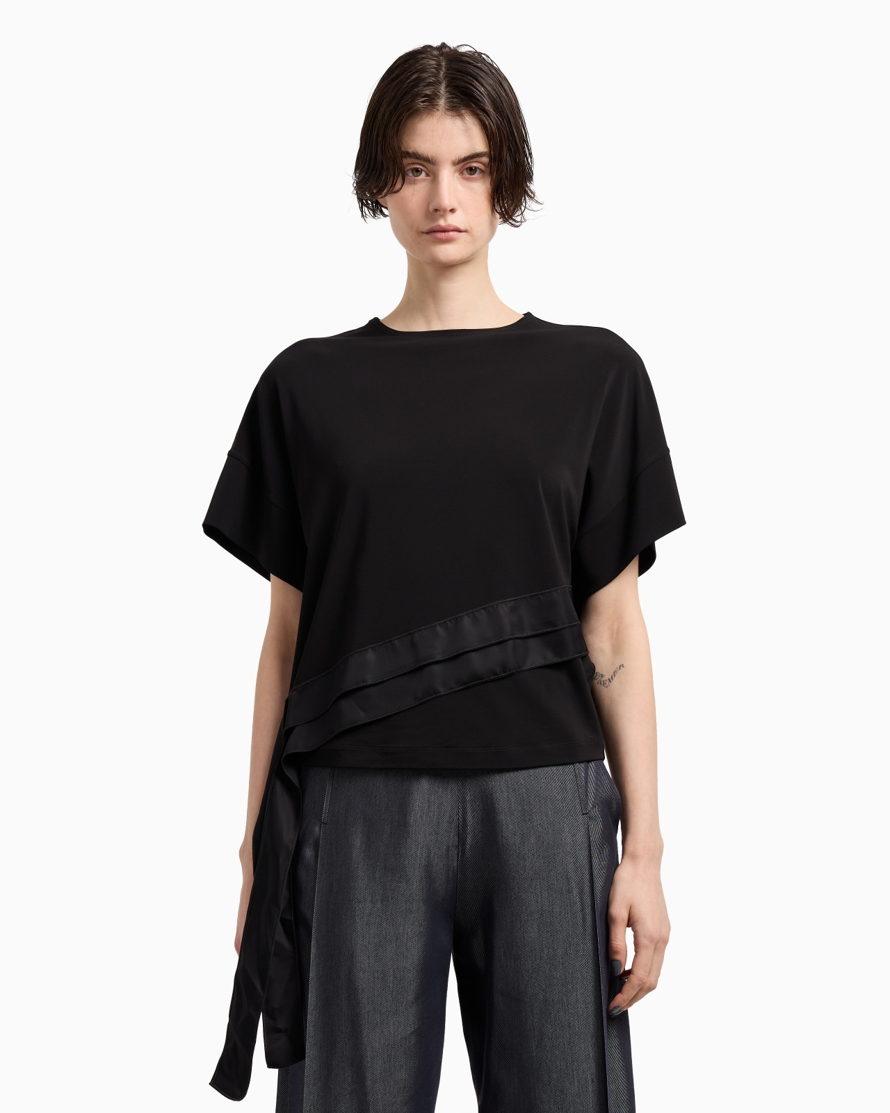POLYGON CAPSULE COLLECTION T-SHIRT WITH STRETCH VISCOSE JERSEY RIBBONS - 4