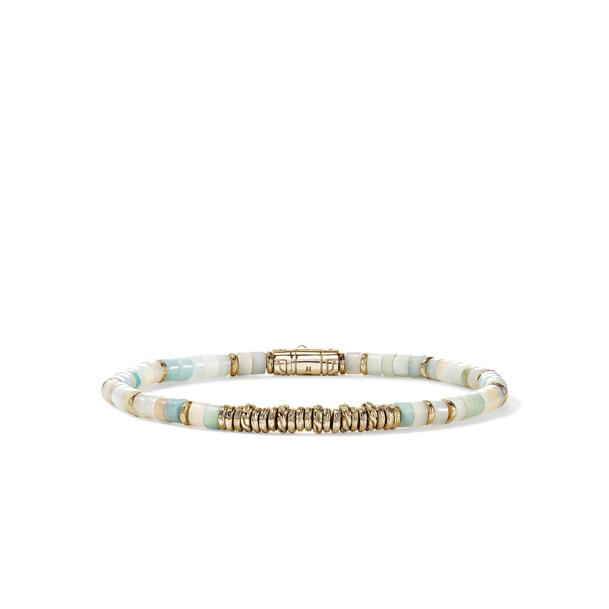 Ocean Heishi Bracelet, Gold, Multi Color Quartzite, 4MM - 1