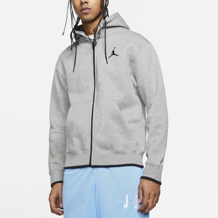 Air Jordan MENS Logo Print Fleeced Sports Hooded Jacket Grey CV2356-091 - 3