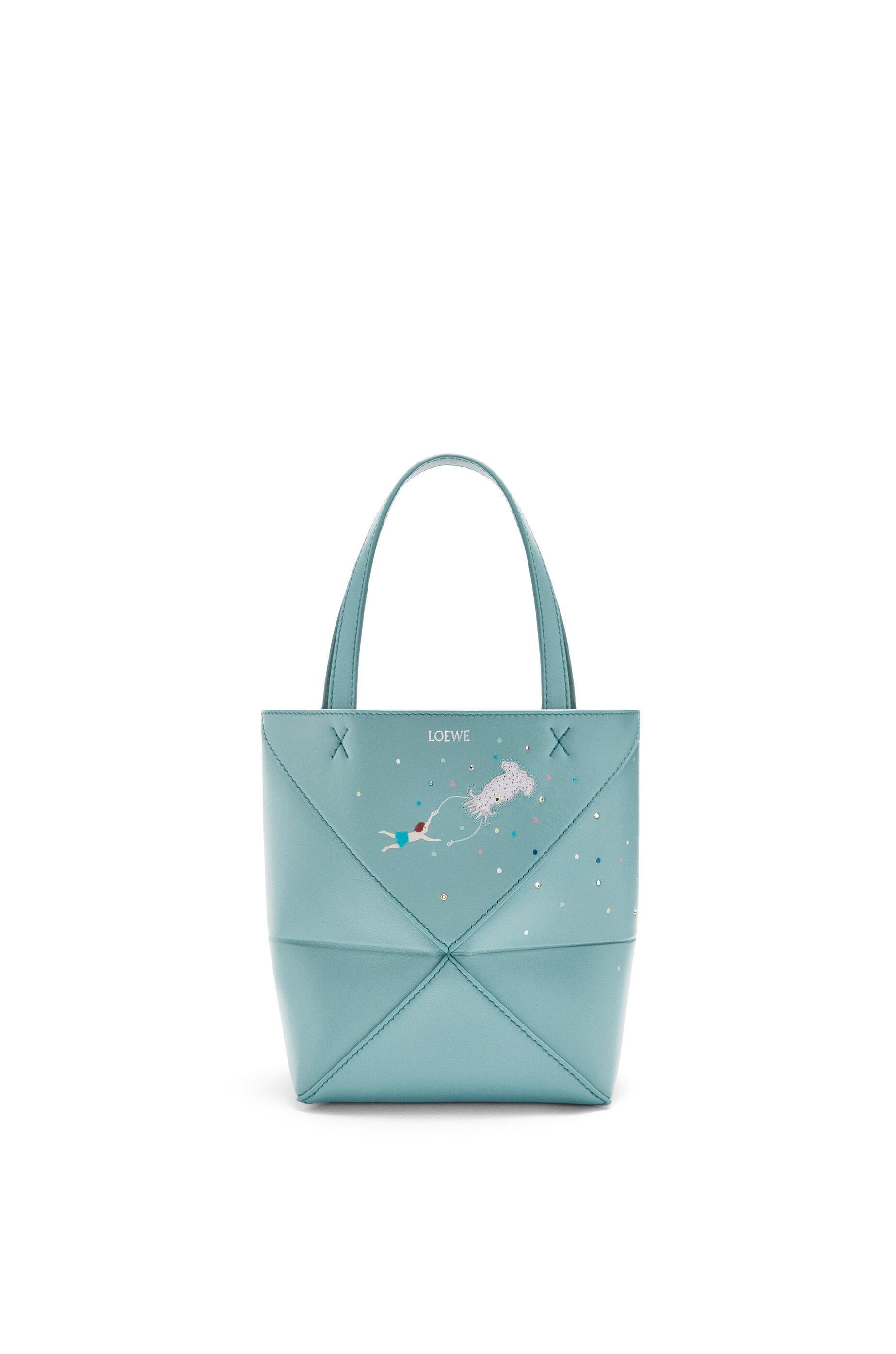 Squid mini Puzzle Fold tote in shiny calfskin - 1